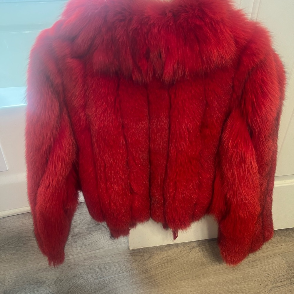 Vibrant Red Teddy Jacket with Fluffy Texture